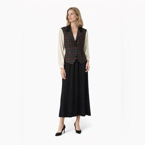 Vintage R I & Co Woman Plaid Faux Vest Long Holiday Preppy Academic Dress 16
